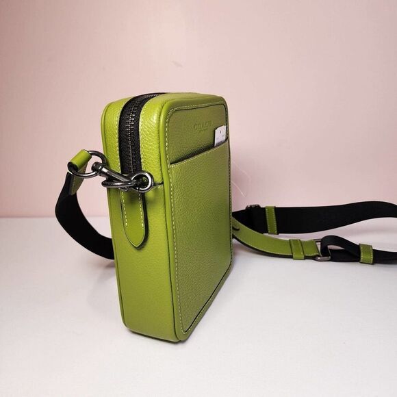 NWT COACH CP178 Sullivan Crossbody In Refine Pebble Leather Yellow Green - Picture 2 of 5
